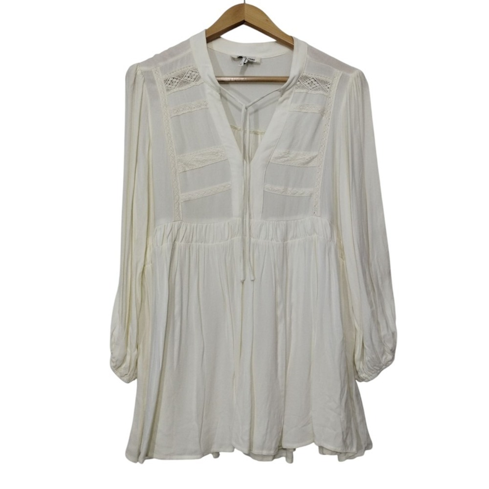 Emmie Rose‎ Tie Neck Mini Dress Womens L Long Sleeve Bobo Prairie